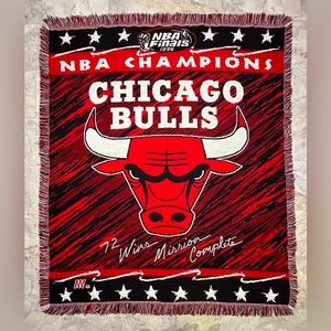 Vintage 1996 Chicago Bulls NBA Champions Collectors Throw Tapestry Blanket RARE